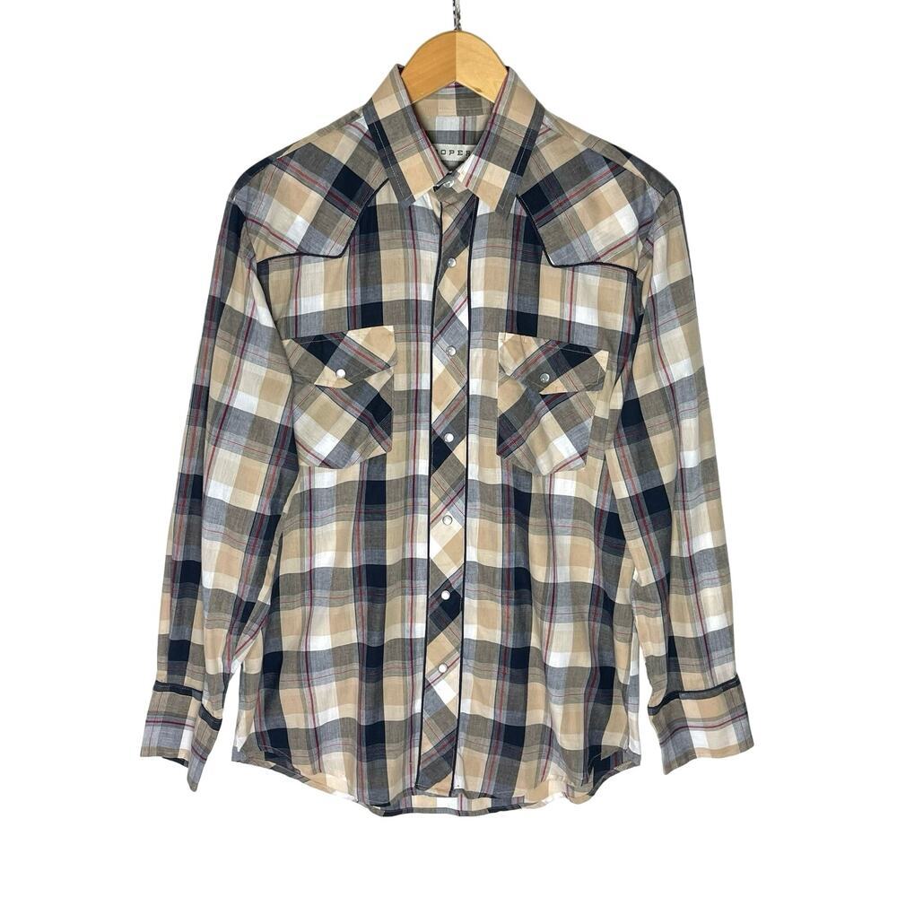 ROPER Men’s Western Navy Plaid Embroidered Snap Front Shirt